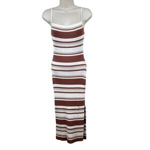 Abercrombie & Fitch Dress Lace Up Ribbed Knit Slim Fit Bodycon Midi Brown Small